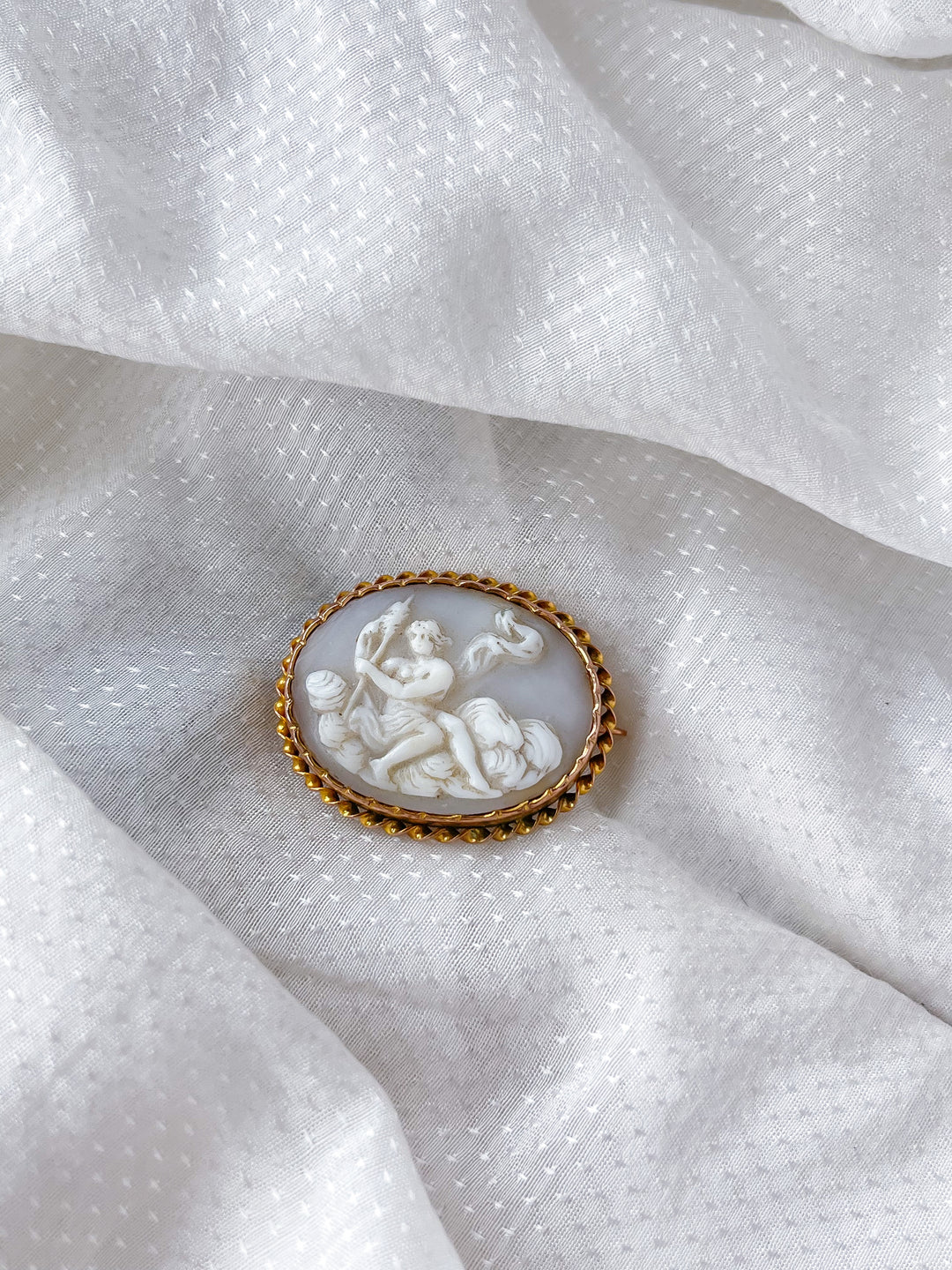 Captivating White Shell Cameo of Dawn Brooch