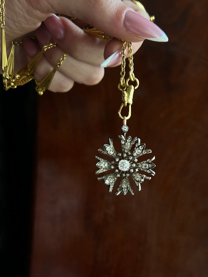 Superb Victorian Diamond Flower Pendant