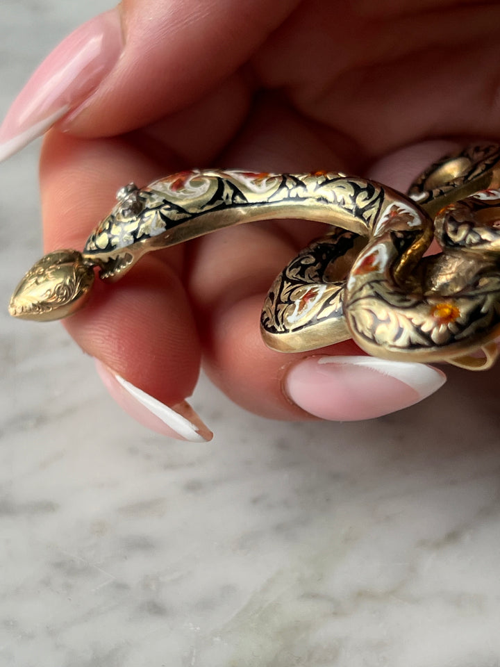 Outstanding Coral and Enamel Snake Necklace c. 1830