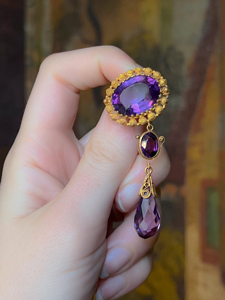 18ct French Amethyst Pendant C 1800