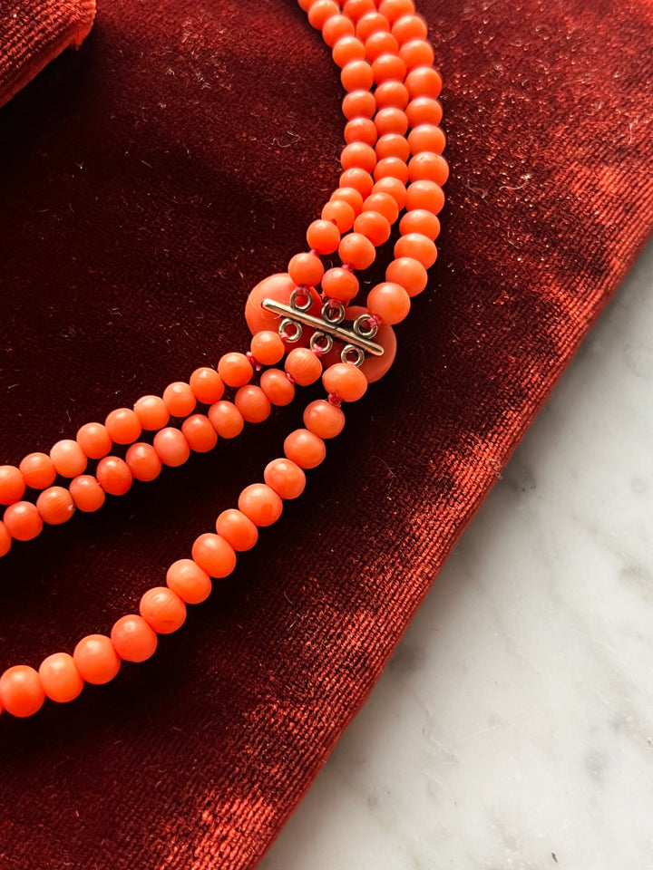 Outstanding Coral and Enamel Snake Necklace c. 1830