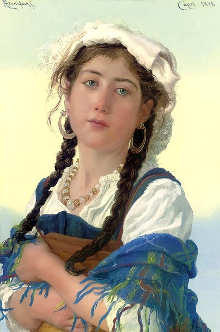 Porcelain Portrait of a Young Girl Wearing Pearls