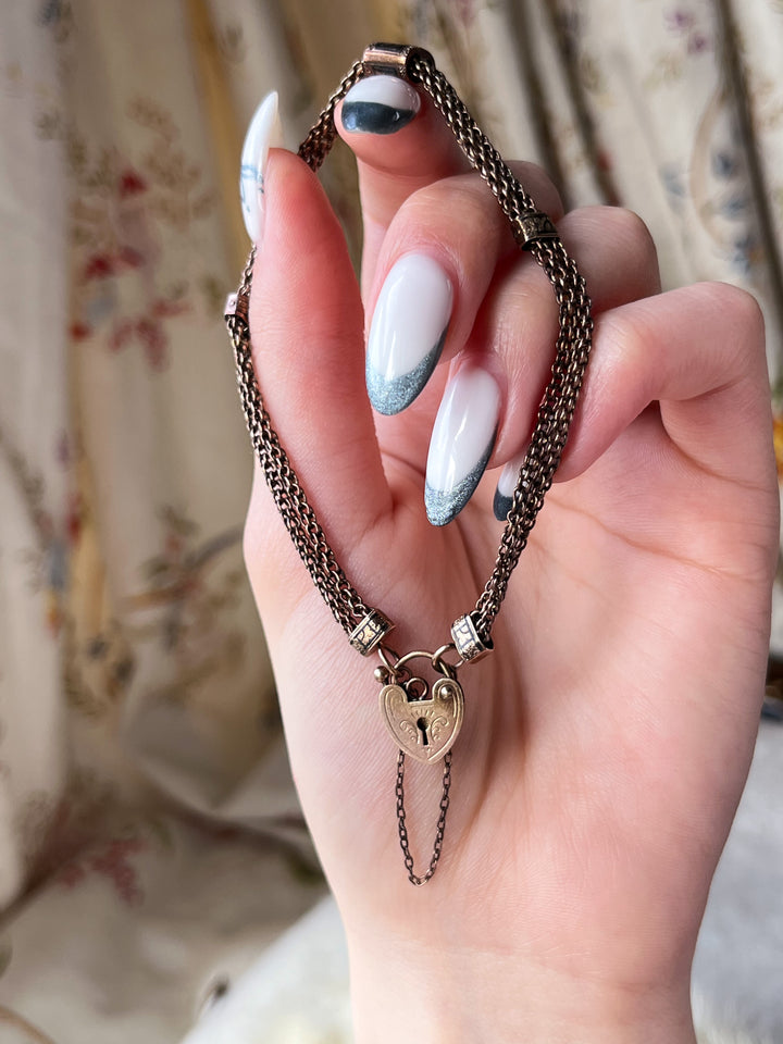 14ct American Taille D'Épargne Padlock Bracelet