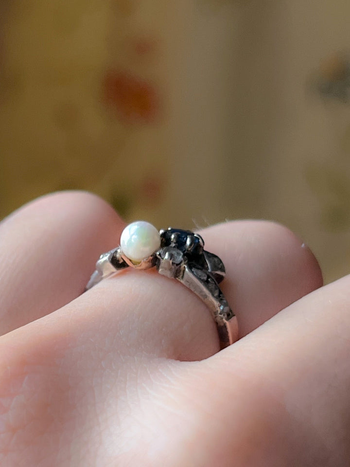 Superb French Sapphire, Diamond and Pearl Band in 18ct