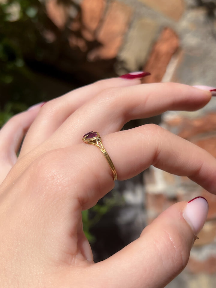 Stunning Victorian 15ct Garnet Double Heart Ring