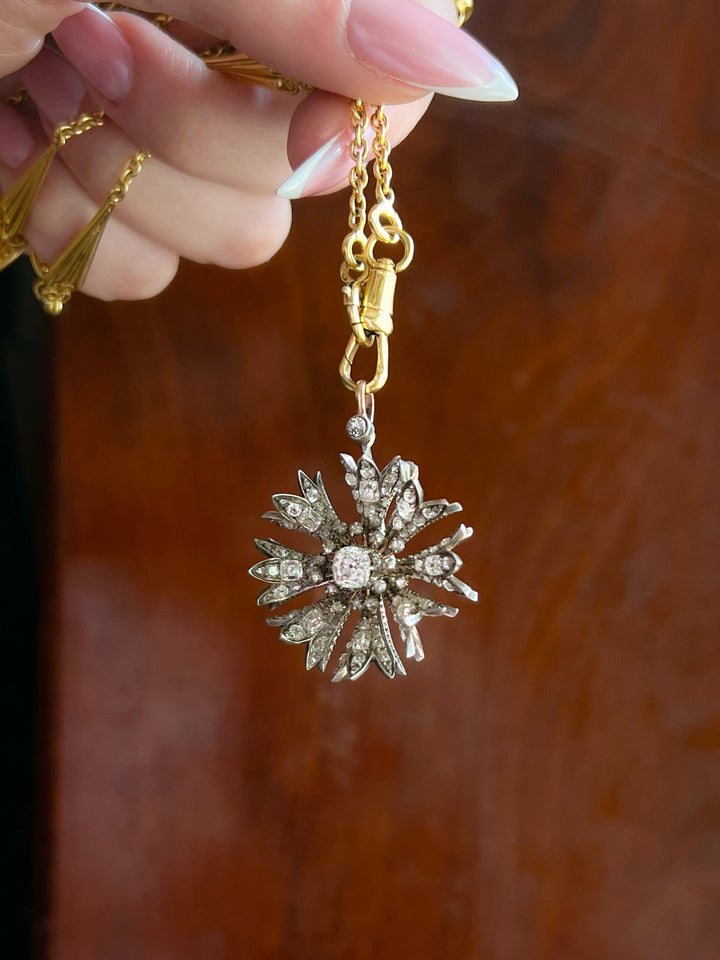 Superb Victorian Diamond Flower Pendant