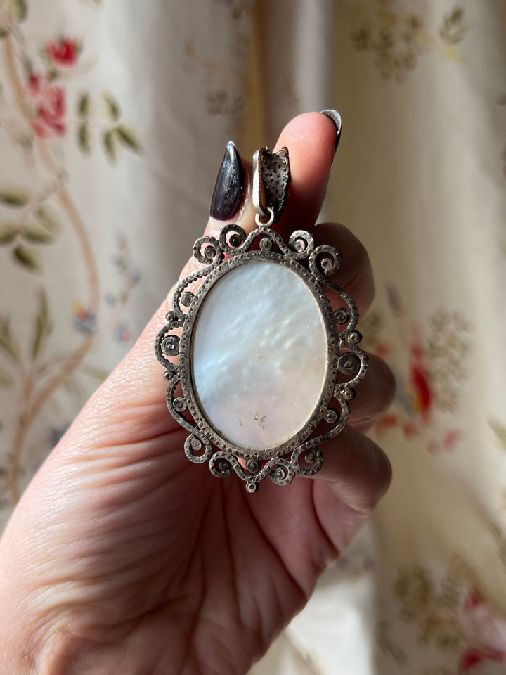 Rare Cut Steel Enamel Miniature Pendant Circa 1830