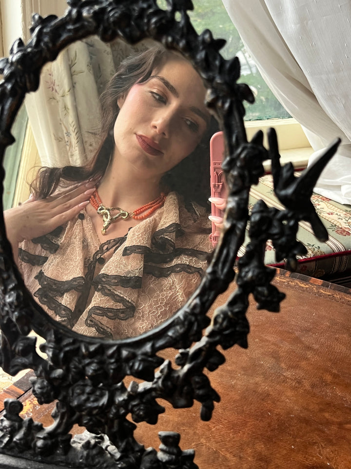 Outstanding Coral and Enamel Snake Necklace c. 1830