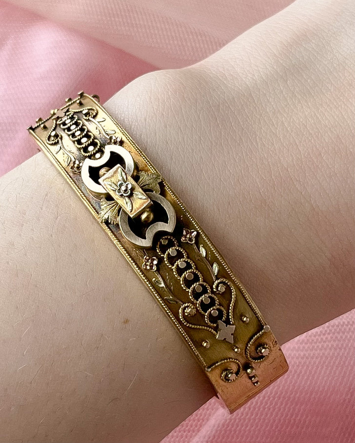 Outrageous Tri-Color Gold Archaeological Revival Bracelet
