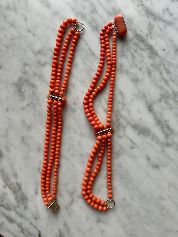 Outstanding Coral and Enamel Snake Necklace c. 1830