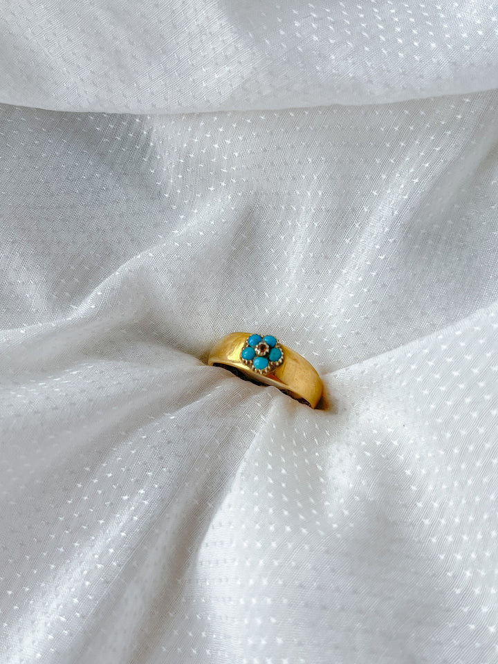 18ct Victorian Band With Turquoise Forget Me Not