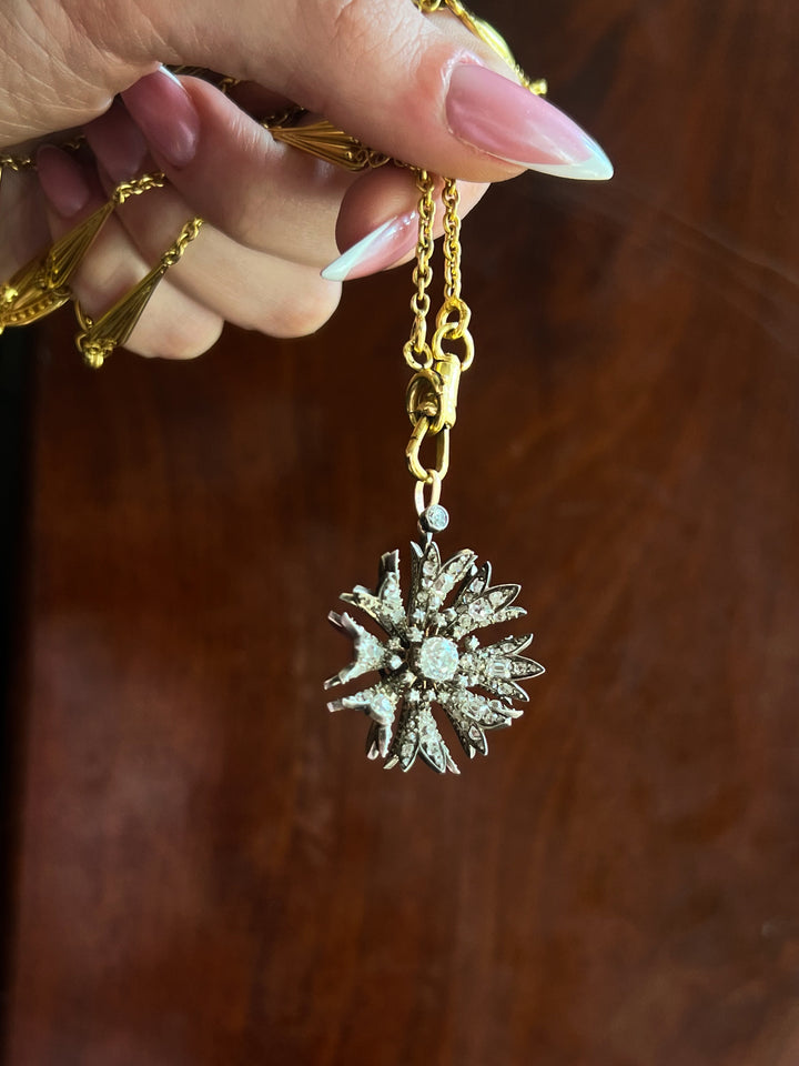 Superb Victorian Diamond Flower Pendant
