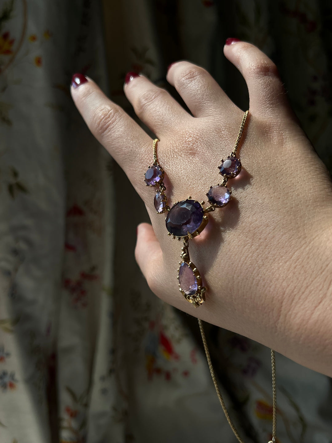 Amethyst Princess Necklace in 18ct Gold