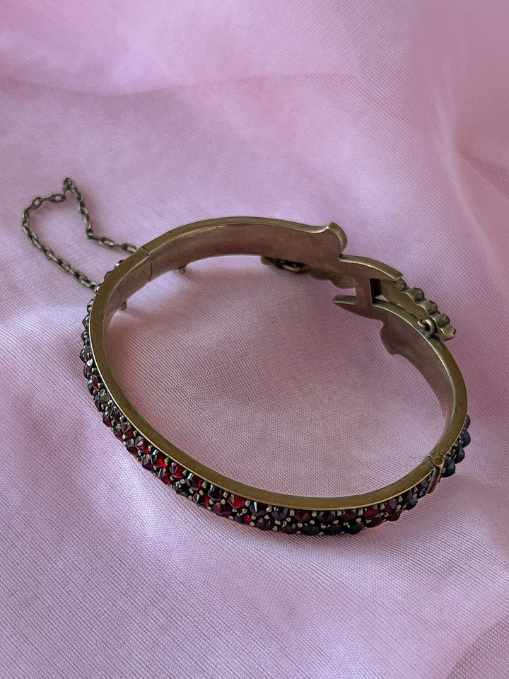 Outstanding Garnet Swirl Bangle Bracelet, circa 1890