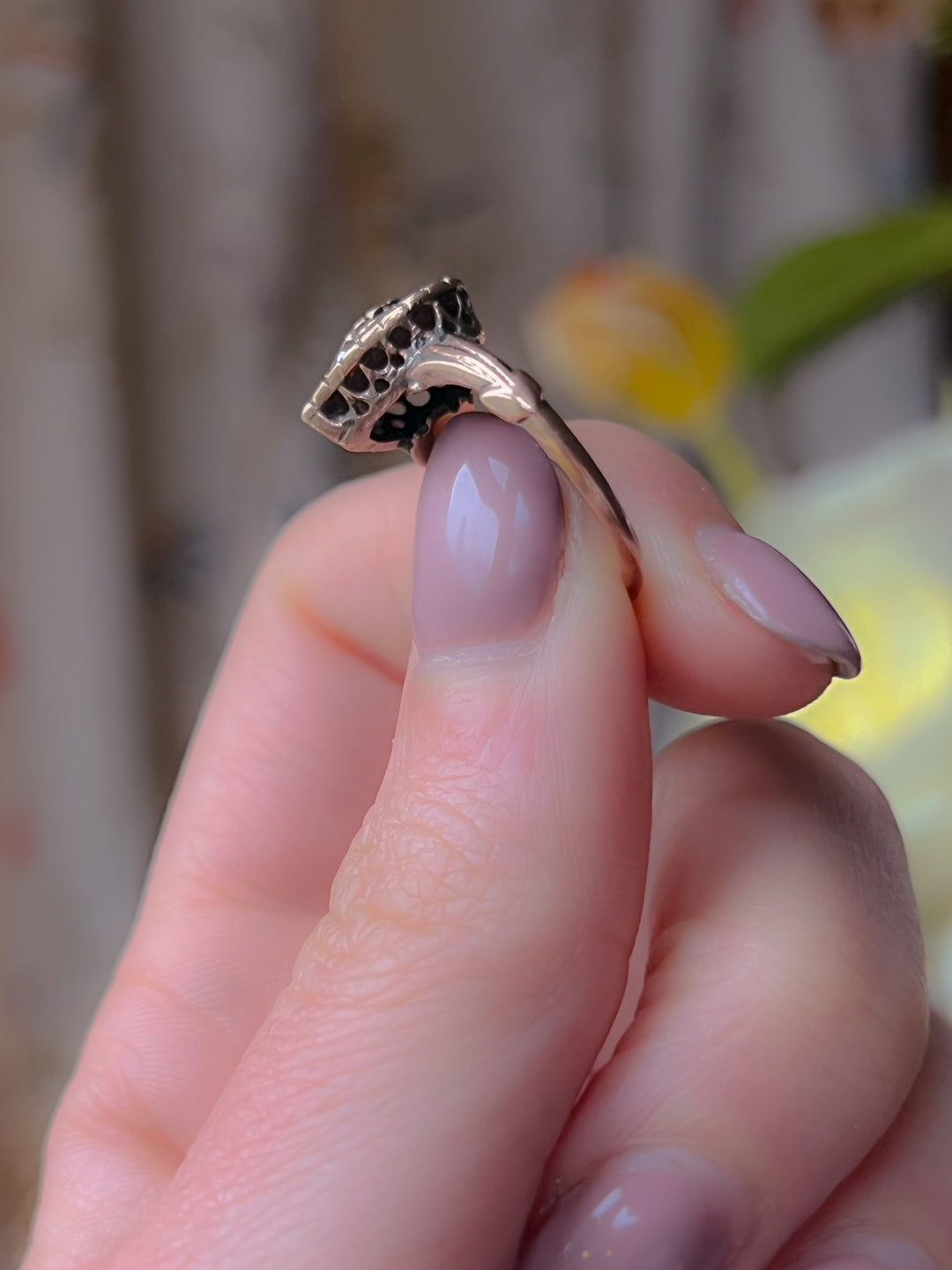 Rare Victorian Rose Cut Diamond Witch's Heart Ring