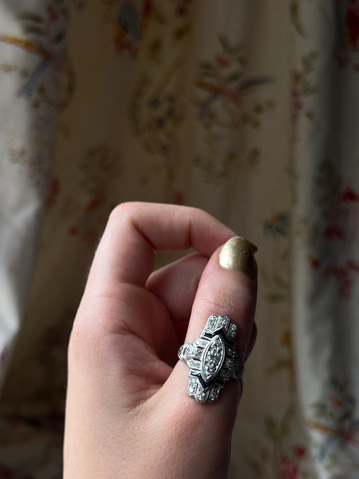 Delicate Art Deco 18k and Diamond Ring