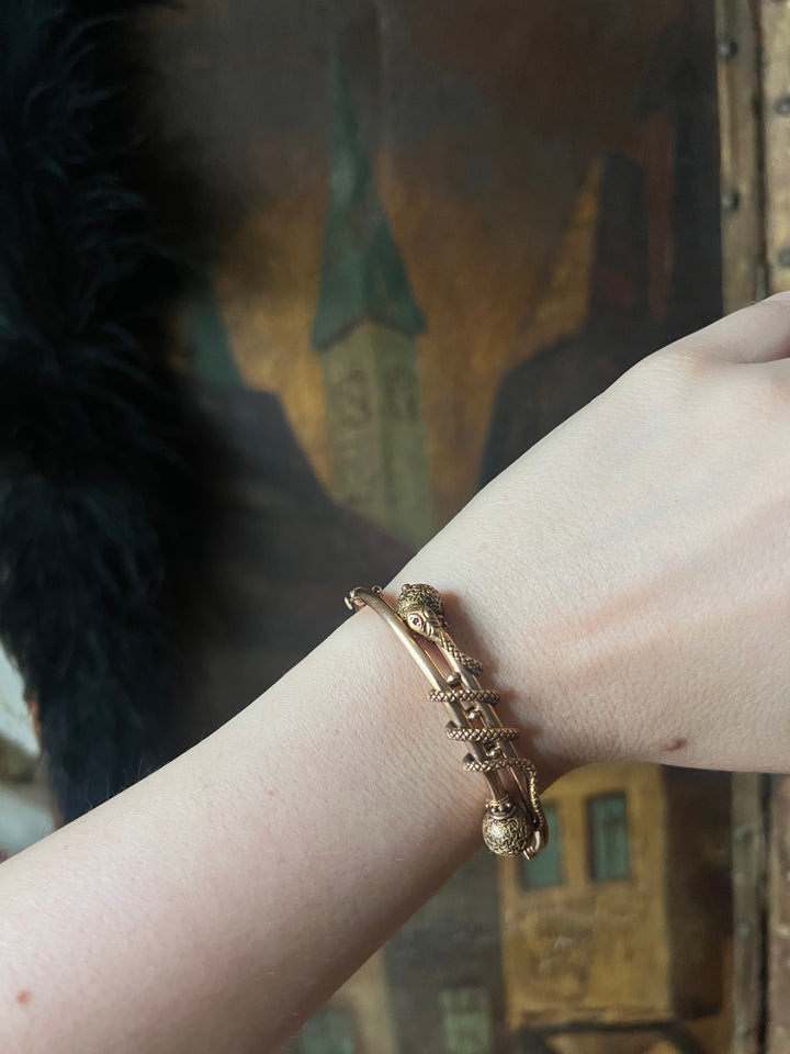 American Archaeological Revival “Bijoux à Cléopâtre” Snake Bangle C. 1870