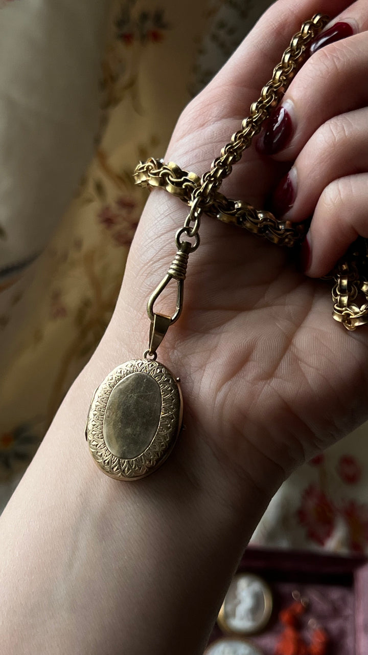 Outstanding Victorian Enamel Locket of Floral Vista