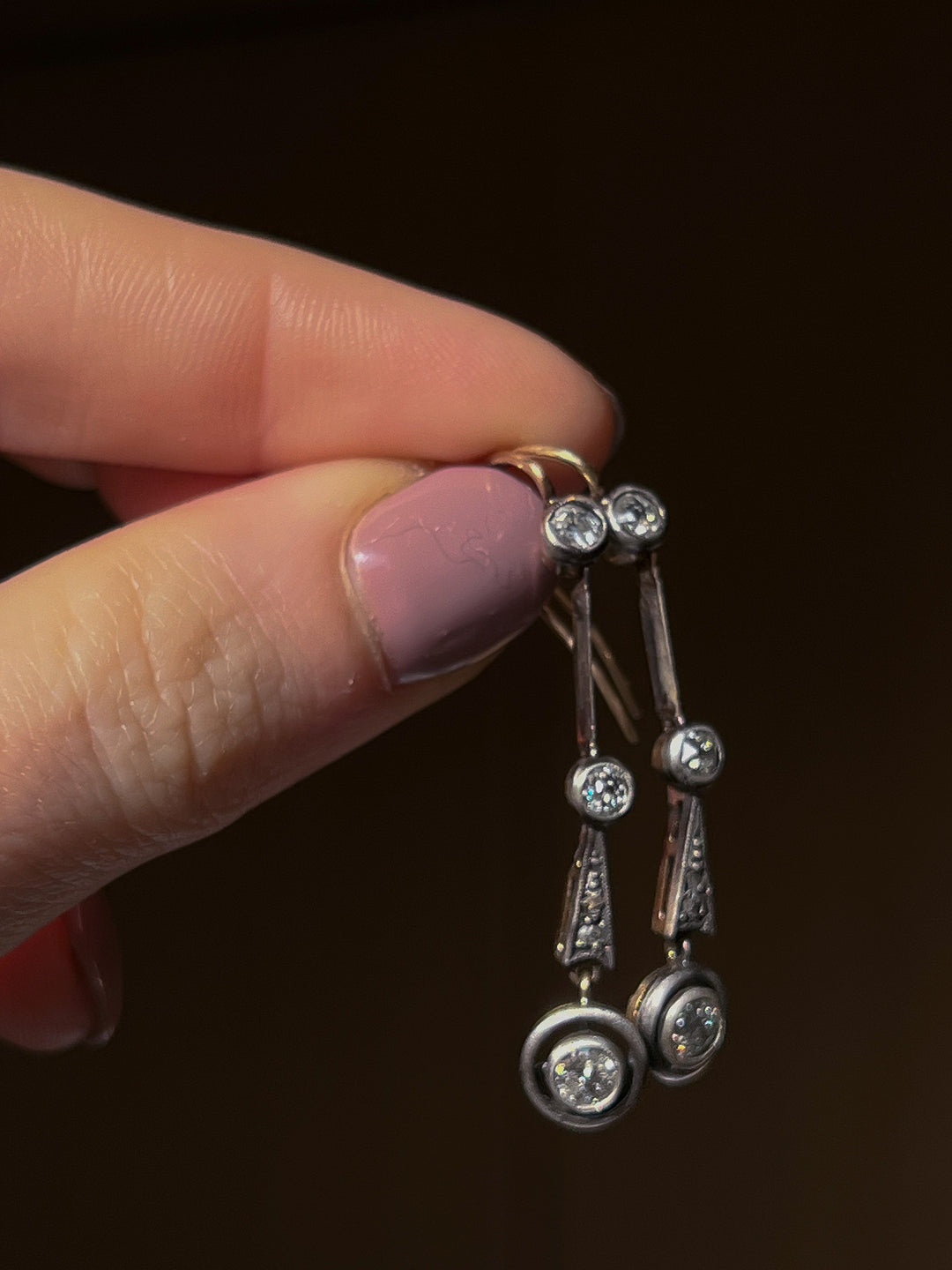 Rare Pair of Edwardian Diamond Earrings Circa 1915