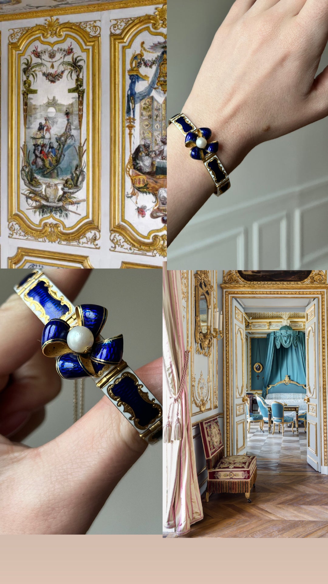 Antique 18ct Gold, Pearl & Enamel Bracelet