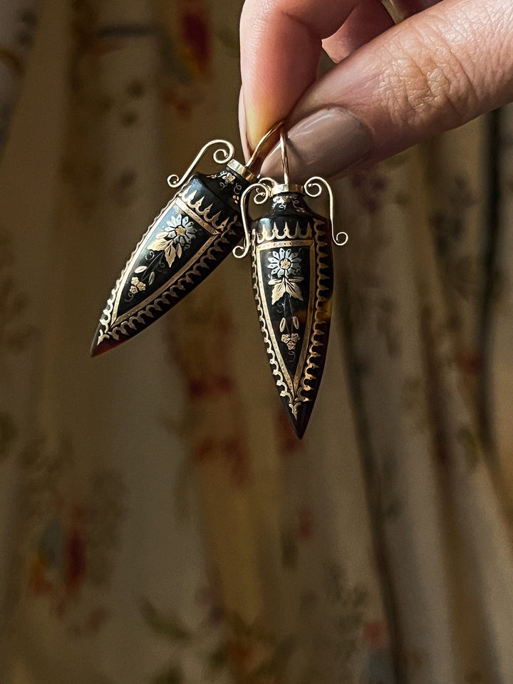 Outstanding Pair of 15ct Archaeological Revival Amphorae Earrings