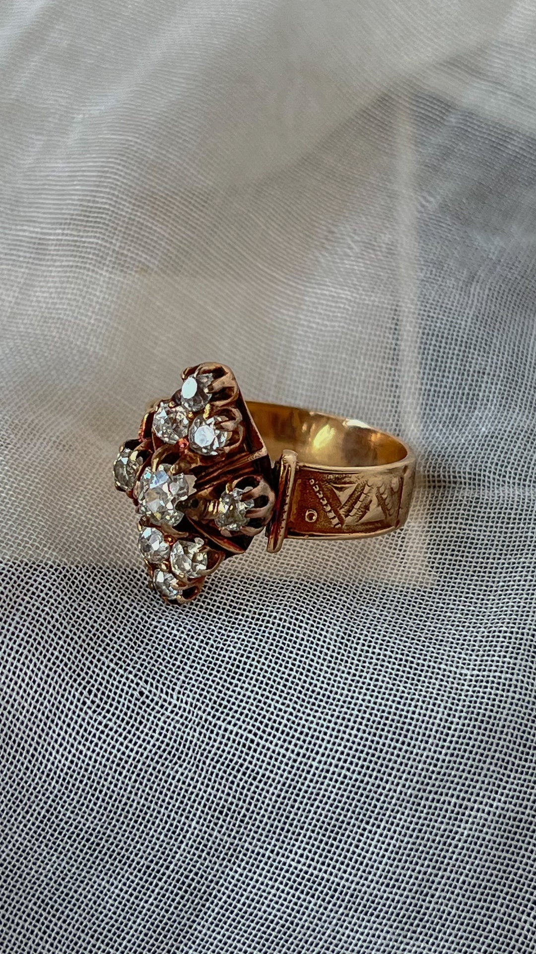 *HOLD FOR E* Darling 14ct Victorian Diamond Quatrefoil Diamond Navette Ring
