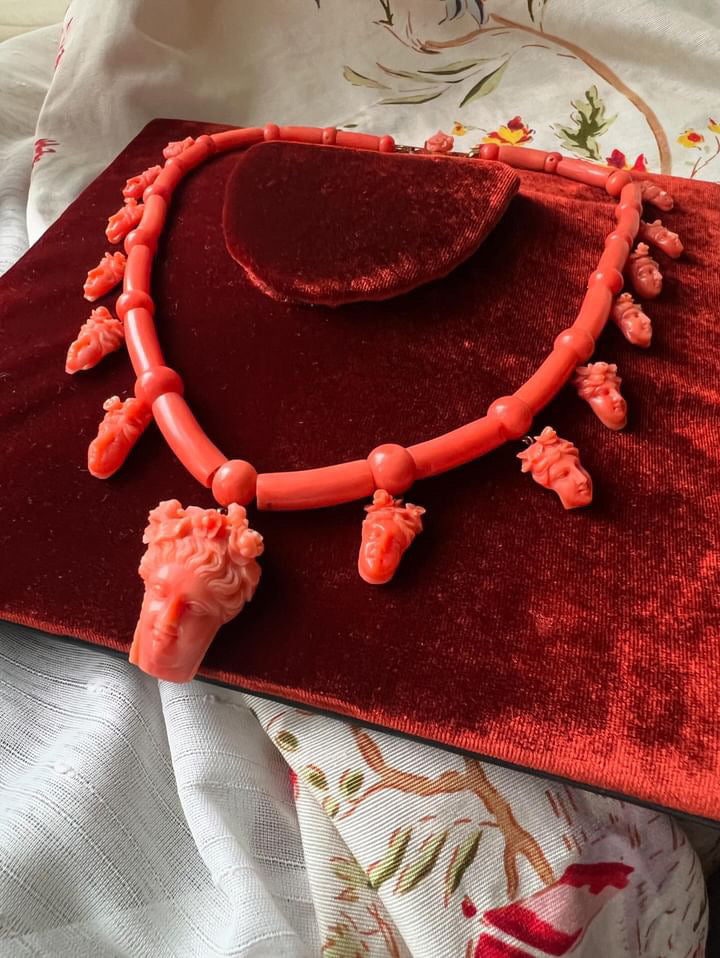 19th Century Sicilian Coral Necklace of Persephone and the Maenads
