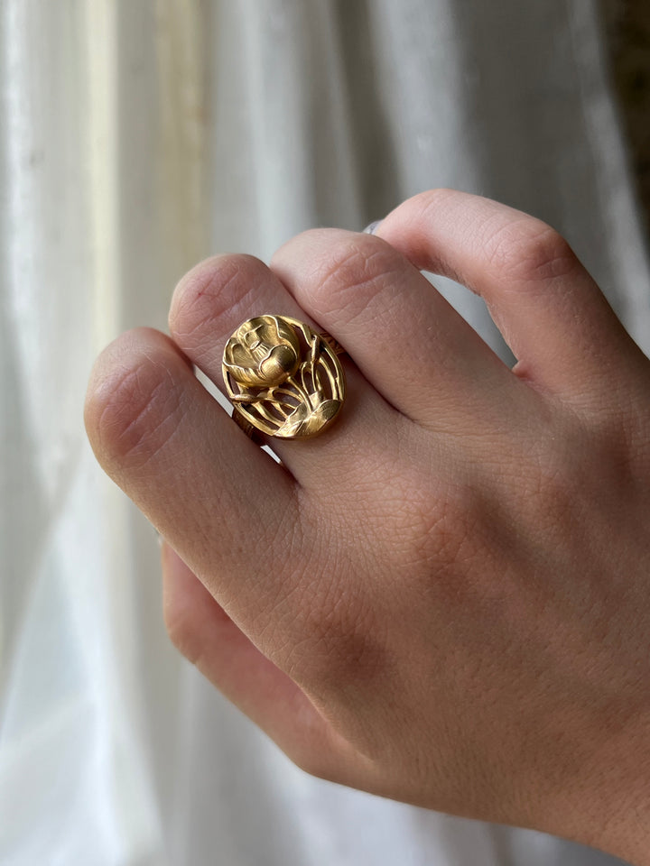 Remarkable Art Nouveau Poppy Ring