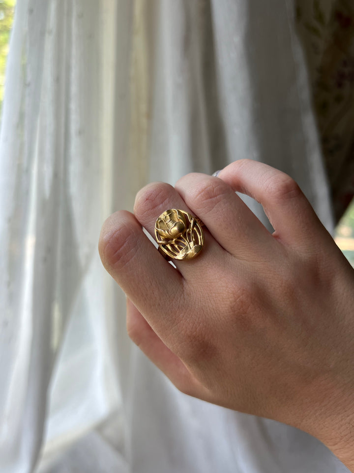Remarkable Art Nouveau Poppy Ring