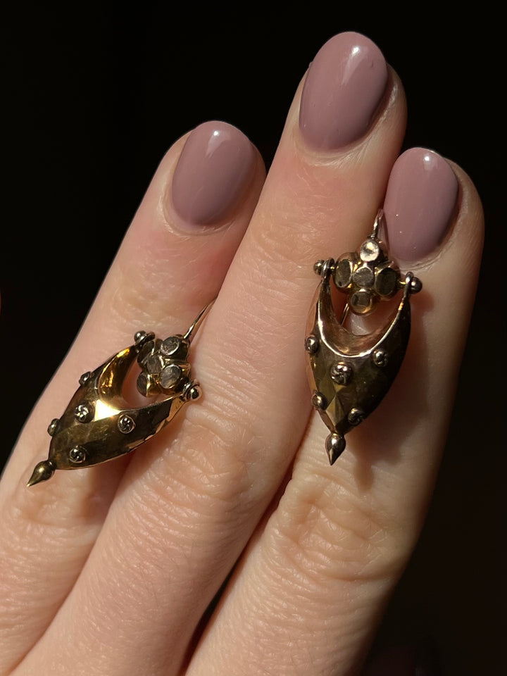 English Archaeological Revival Earrings Circa 1870
