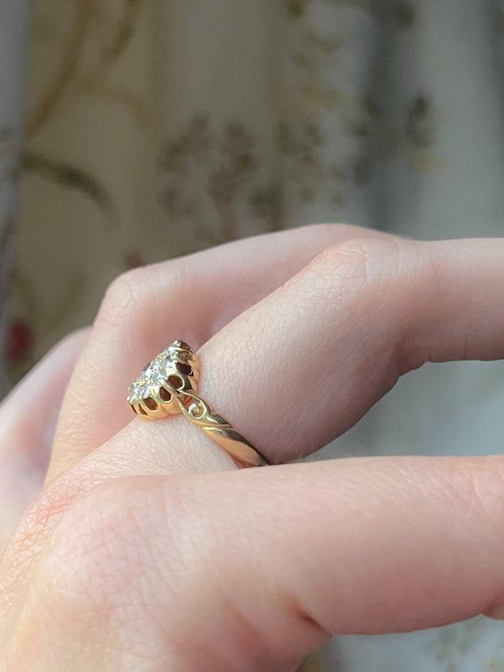 Victorian Old-Mine Cut Diamond Cluster Ring