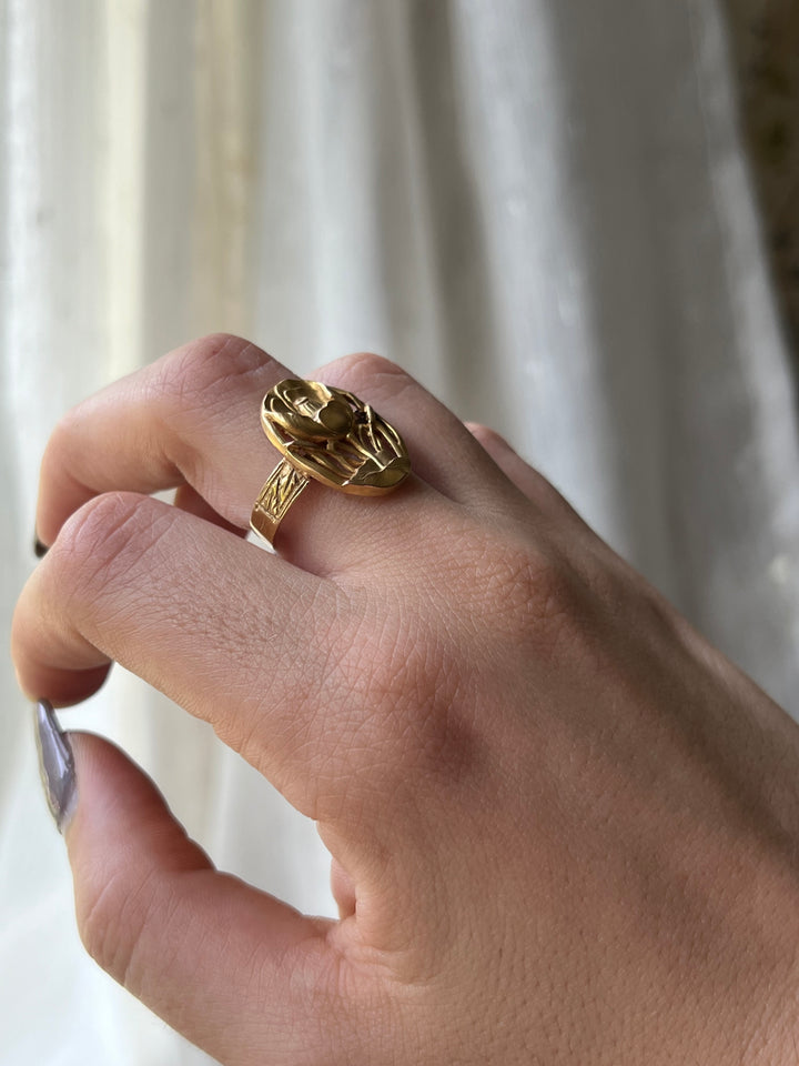 Remarkable Art Nouveau Poppy Ring