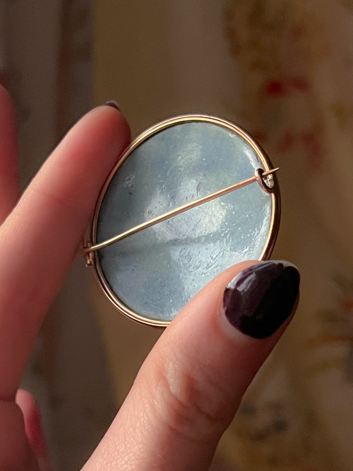 Rare French 19th C Brooch of Cupid with His Victim