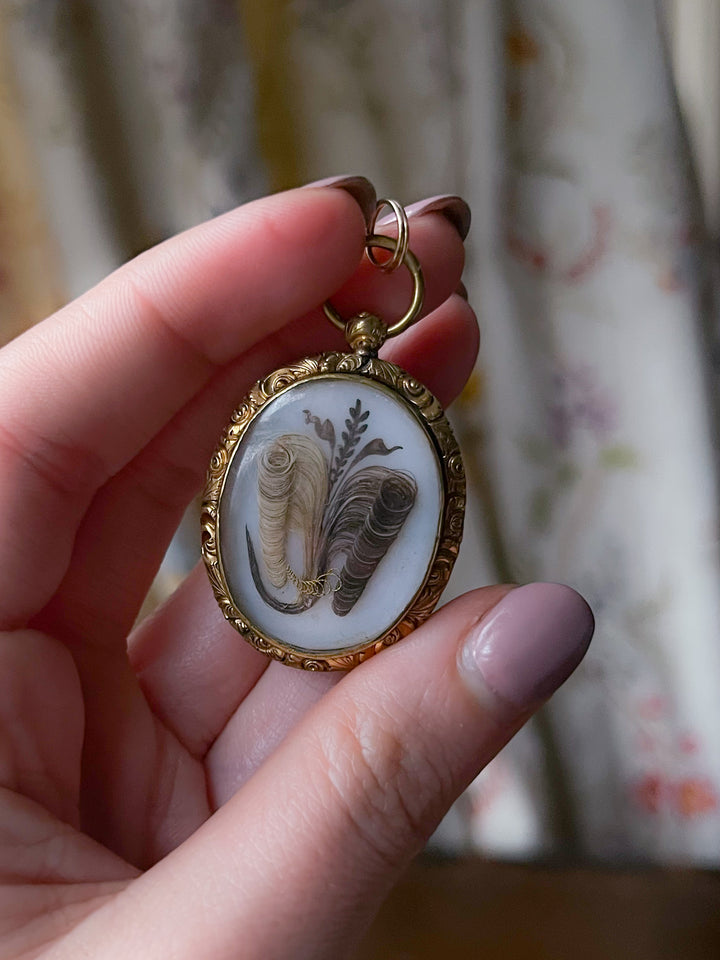 Early American Portrait of a Young Girl with Curls in 10ct Gold