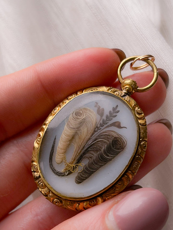Early American Portrait of a Young Girl with Curls in 10ct Gold