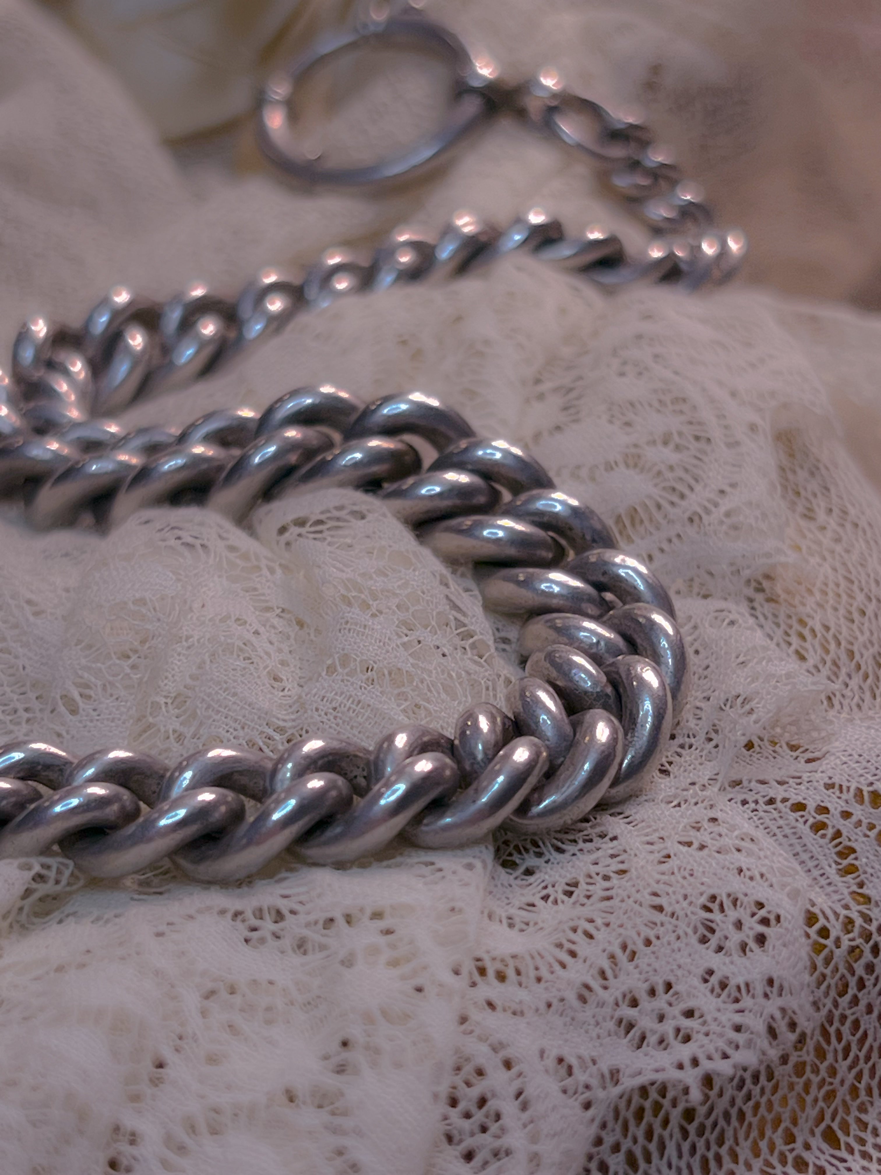 Victorian Sterling Graduated Cuban Chain