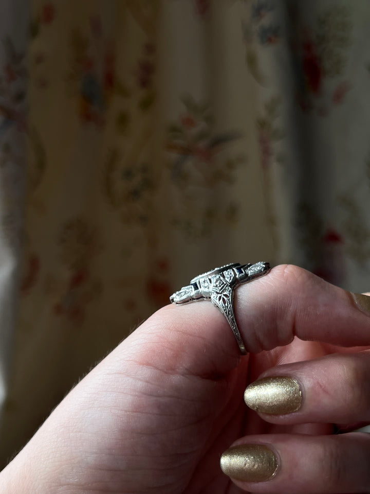 Delicate Art Deco 18k and Diamond Ring