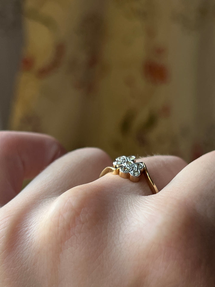 18ct and Platinum Yellow Diamond Clover Ring