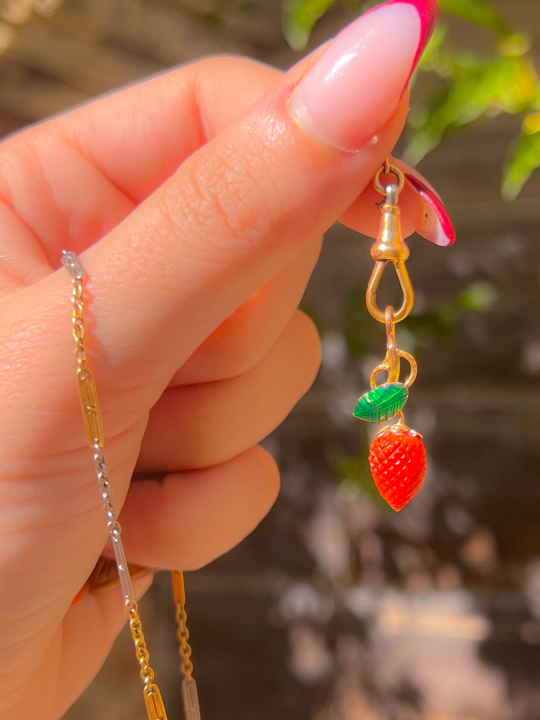 French 18ct Coral Strawberry Pendant