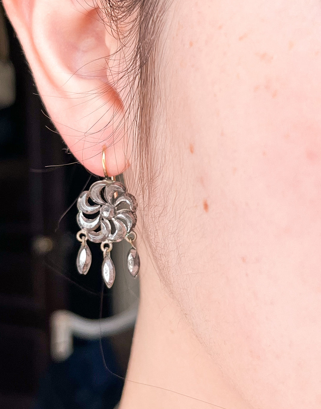 Brilliant 1780’s Steel Cut Pinwheel Earrings