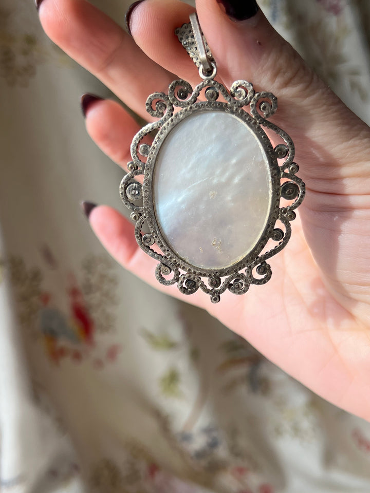 Rare Cut Steel Enamel Miniature Pendant Circa 1830