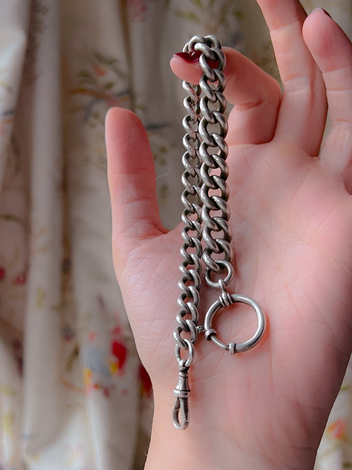 Rare Victorian Sterling Graduated Cuban Chain