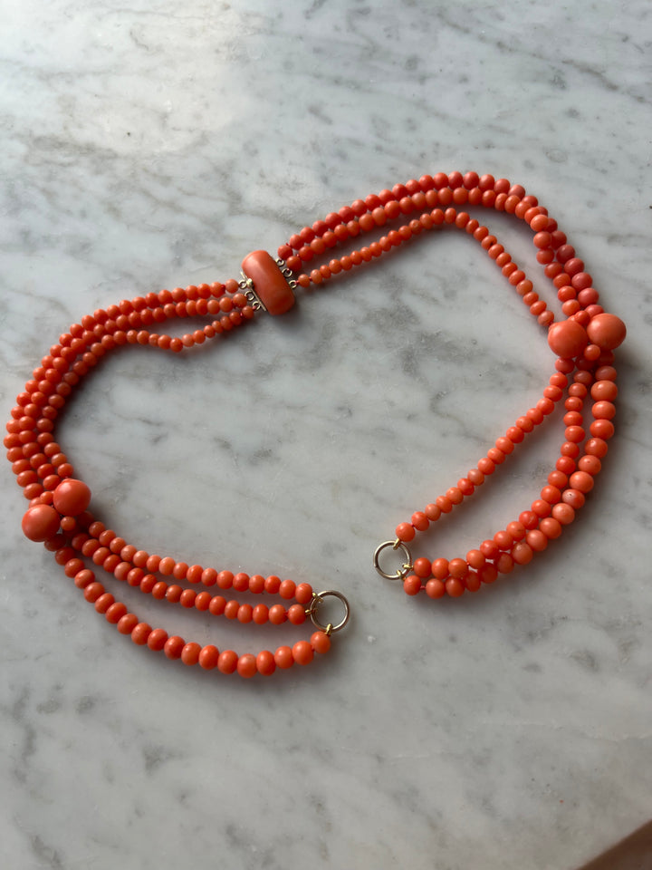 Outstanding Coral and Enamel Snake Necklace c. 1830
