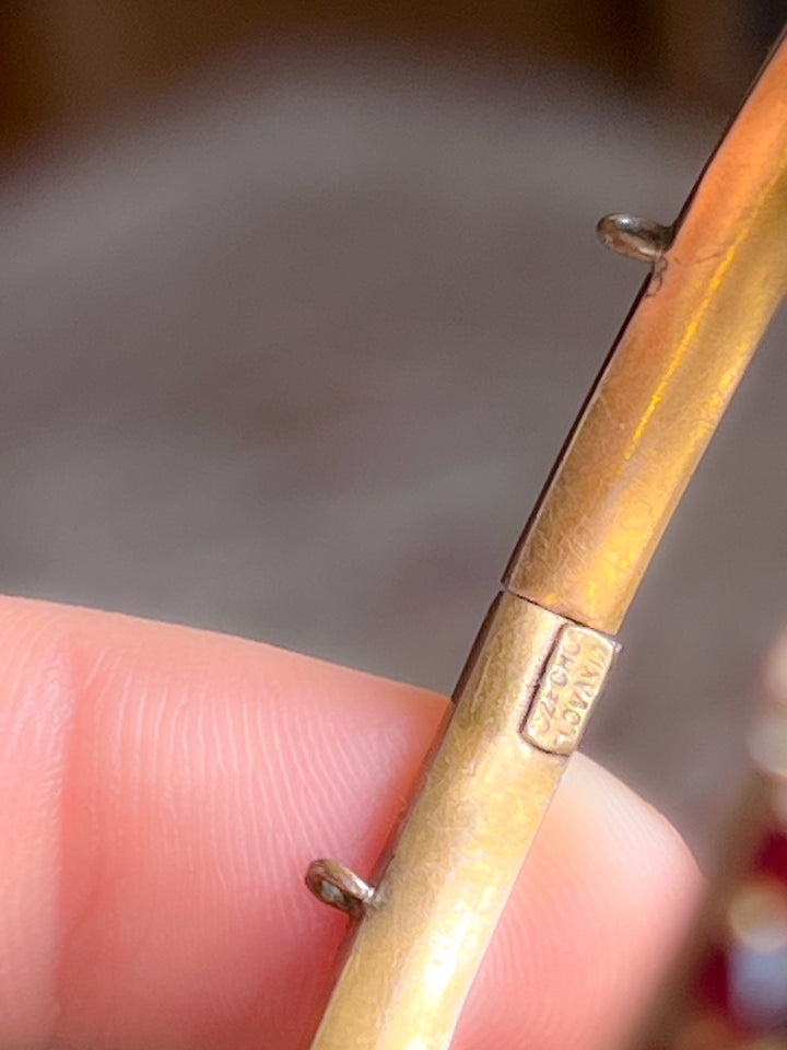 Gorgeous Early 20th C Garnet Line Bangle