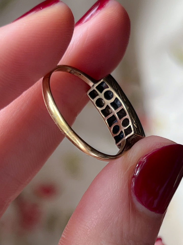 Victorian Sapphire + Rose Cut Diamond Band 18k