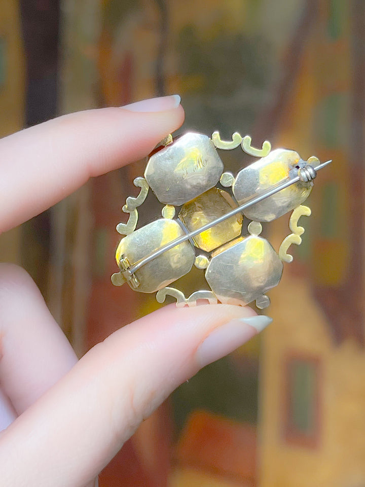 Massive Georgian Flat Cut Garnet Brooch in 15ct