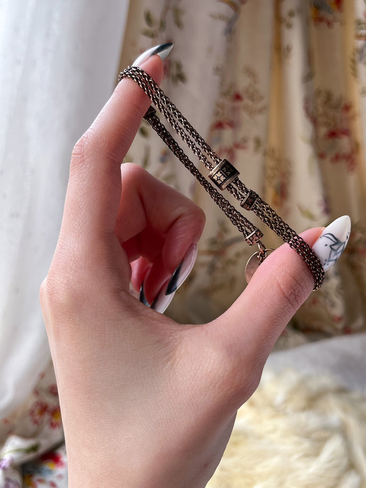 14ct American Taille D'Épargne Padlock Bracelet