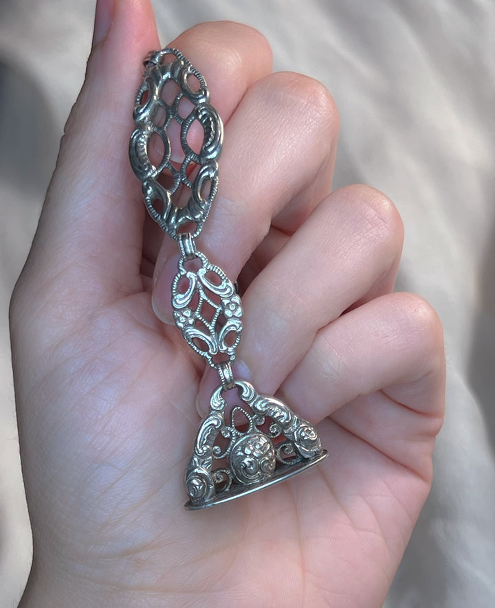 Sizable Sterling Extended Watch Fob C 1890