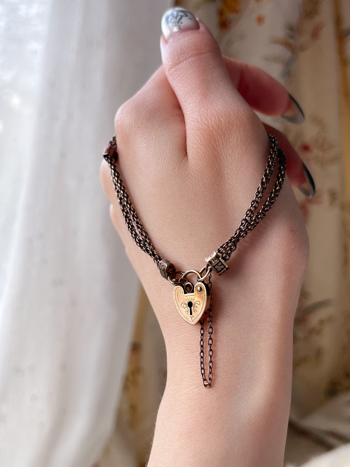 14ct American Taille D'Épargne Padlock Bracelet