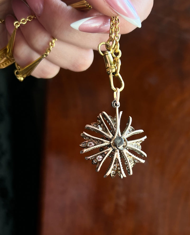 Superb Victorian Diamond Flower Pendant